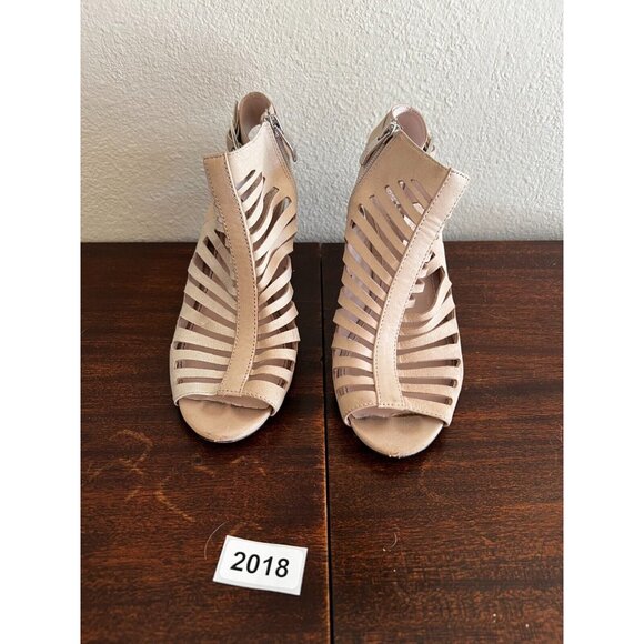 Vince Camuto VC-Eliana Strappy Sandals Women 7.5M Pink Leather Cone Heel Bootie - Picture 4 of 11